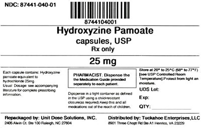 Hydroxyzine Pamoate 25mg (8744104001 Hydroxyzine Pamoate 25 mg)